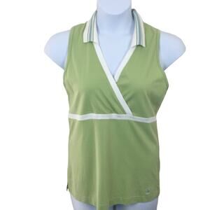 Ojai Golf Tank Top Women's Green White Polo Collared Empire Waist size XL